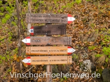 Wegweiser unterhalb von Juval
