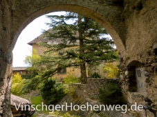 Blick zum Garten und Wohntrakt