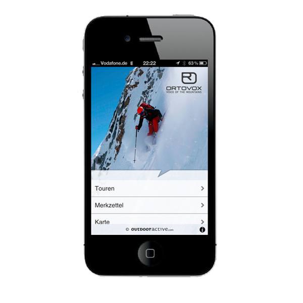 Ortovox Bergtouren App - Startscreen